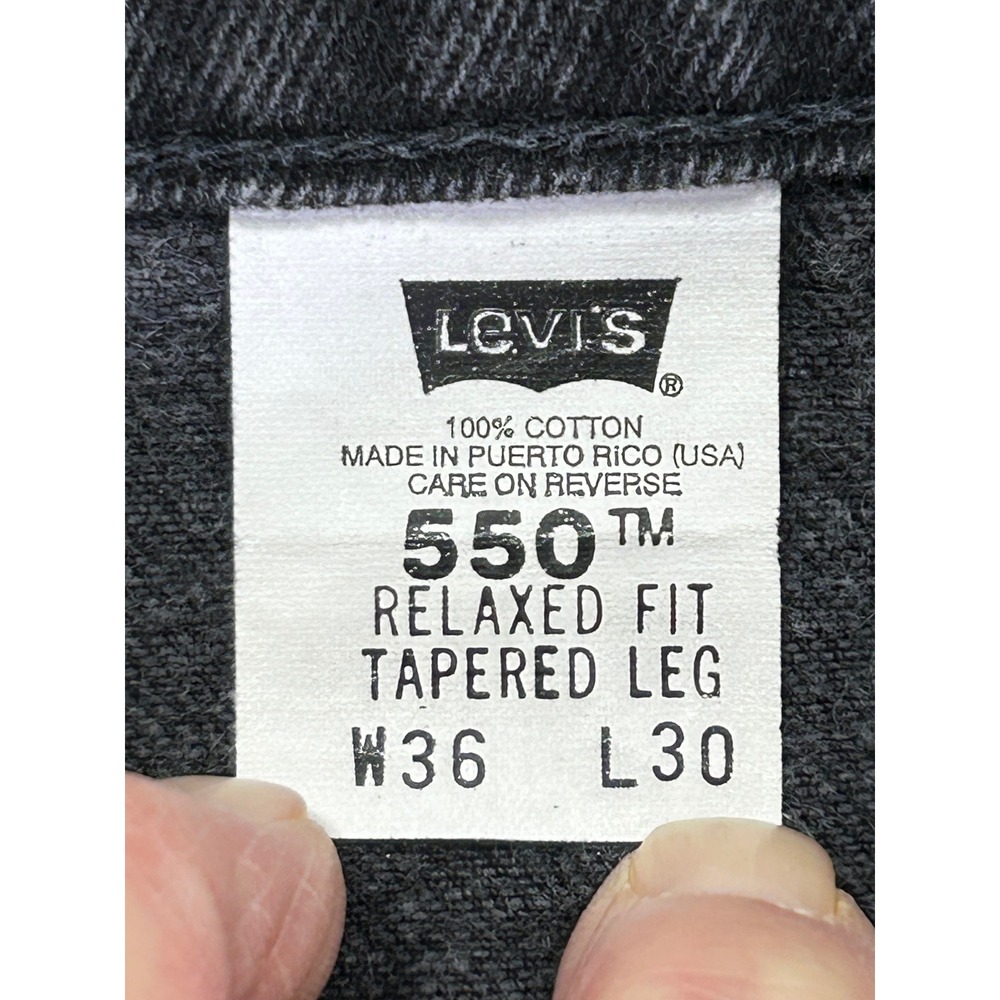 Vintage Levi's 550 Men's 36 Orange Tab Jeans Black Denim Relaxed Taper Baggy 90s - Picture 4 of 8